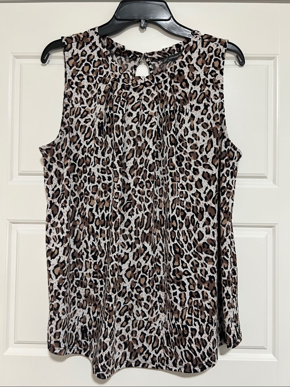 Adrianna Papell Sleeveless Leopard-Print Shell in Brown and Black